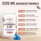 Resciency 2326 MG Mitochondrial Supplements with ATP, Vitamins, CoQ10 & PQQ, More Effective Than Creatine HMB & Nitric Oxide, Energy, Endurance, Strength, Recovery & Muscle, Organic, 240 Capsules