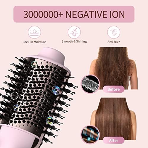 Hair Dryer Brush Blow Dryer Brush in One Upgraded 4 in 1 Hair Dryer and Styler Volumizer with Negative Ion Anti-frizz Ceramic Titanium Barrel Hot Air Brush Hair Straightener Brush