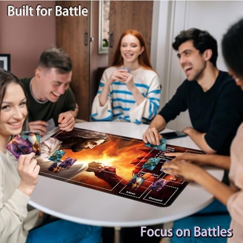 for MTG Game Playmat, for Magic TCG Rubber Play mat,Tabletop Card Playmats with Smooth Surface,Trading Card Inked Game Mat with Zones,Battle Game,God Battles