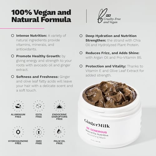 GINGER MILK - Hair Mask, Hair Care, Hair Mask For Damaged Hair, Deep Conditioning Hair Mask, Hair Mask For Dry Damaged Hair And Growth, Be Generous(8 oz.)