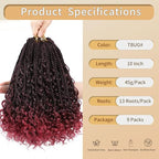 Karida 9 Packs Goddess Box Braids Crochet Hair 10 inch, Crochet Braids With Curly Ends, Pre-Looped Boho Box Braids Crochet Hair For Black Women (10 Inch, TBug#)
