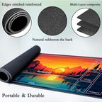 for MTG Game Playmat, for Magic TCG Rubber Play mat,Tabletop Card Playmats with Smooth Surface,Trading Card Inked Game Mat with New Zones,Battle Game,Sunset Forest