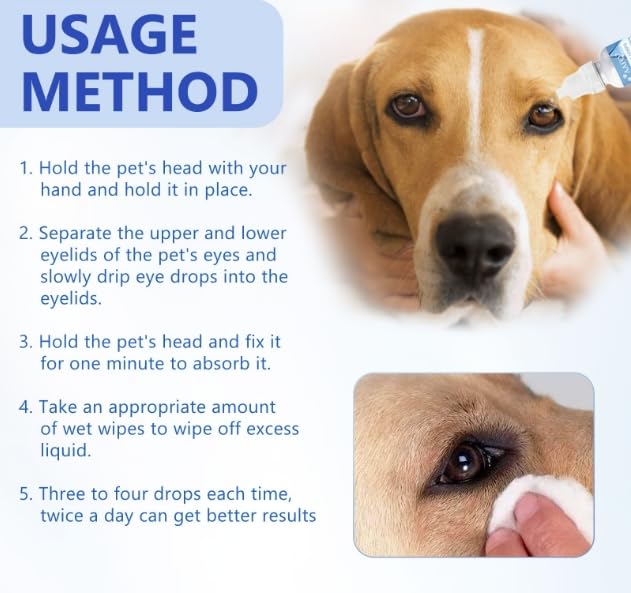 Cataract Drops for Dogs, Dog Eye Drops, Dog Eye Infection Treatment, Long Lasting Hydration, Clean Tear Stains, Remove Eye Stains, and Relieve Dryness(2 x 15 mL)
