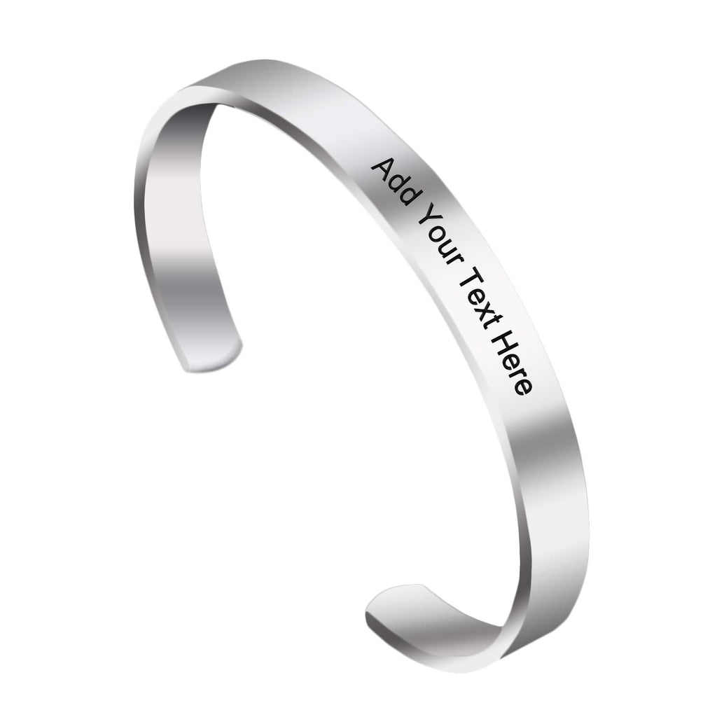 Amlion Personalized Bracelets for Women Mom,Engraved Custom Bracelets Cuff Inspirational Personalized Gifts for Women-Double Side Engraved