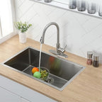 Kitchen Faucets with Pull Down Sprayer, Brushed Nickel High Arc RV Laundry Bar Commercial Sink Faucet, 1 or 3 Hole Stainless Steel Single Handle Faucets for Kitchen Sink with Deck Plate
