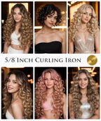 5/8 Inch Curling Iron, 5/8 Curling Wand, Hair Curling Iron with Adjustable Temperature,Pencil Hair Curler for Medium and Long Hair with LCD, with Heat Resistant Glove, 8-in-1 Gift Set
