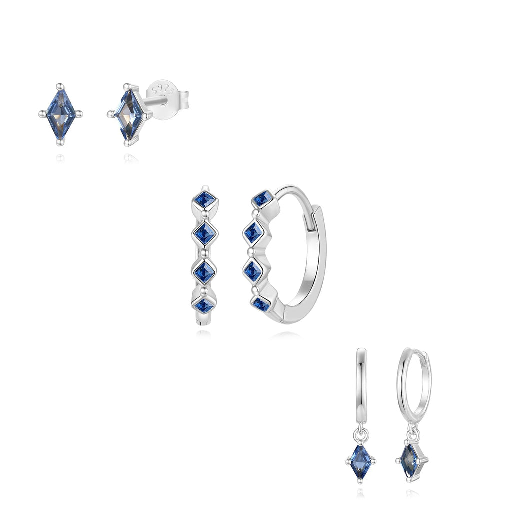 Dainty Blue Earrings Set For Women Dangle Earrings For Women Sterling Silver Hypoallergenic Cartilage Earring Stacks For Multiple Piercing Jewelry Gift