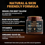 MONIER Tallow and Honey Balm for Face, Beef Tallow for Skin, Moisturizer with 100% Organic Grass-Fed Beef Tallow & Raw Wild Honey - Natural Formula for Dry & Sensitive Skin (Unscented)