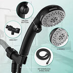 DOILIESE High Pressure 6 Setting Shower Head with Handheld, Shower Heads with ON/OFF Switch and Spa Spray - Matte Black