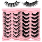 False Lashes Mink Natural Look Faux Mink Wispy Lashes Cat Eye C Curl Strip Eyelashes Book 3D Fluffy Flase Eyelashes Pack 2 Styles