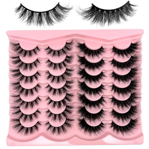 False Lashes Mink Natural Look Faux Mink Wispy Lashes Cat Eye C Curl Strip Eyelashes Book 3D Fluffy Flase Eyelashes Pack 2 Styles
