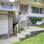 Outvita Handrails for Outdoor Steps, Wrought Iron Handrail Fits 2 or 3 Steps, Transitional Handrail with Installation Kit, Stair Railing for Concrete Steps or Wooden Stairs(White)