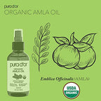 PURA D'OR 4 Oz ORGANIC Amla Oil, 100% Pure USDA Certified Premium Grade Oil, Cold Pressed, Unrefined, Extra Virgin, Indian Hair Care Oil, Hair Serum & Thickening Hair Product w/Pump for Women & Men