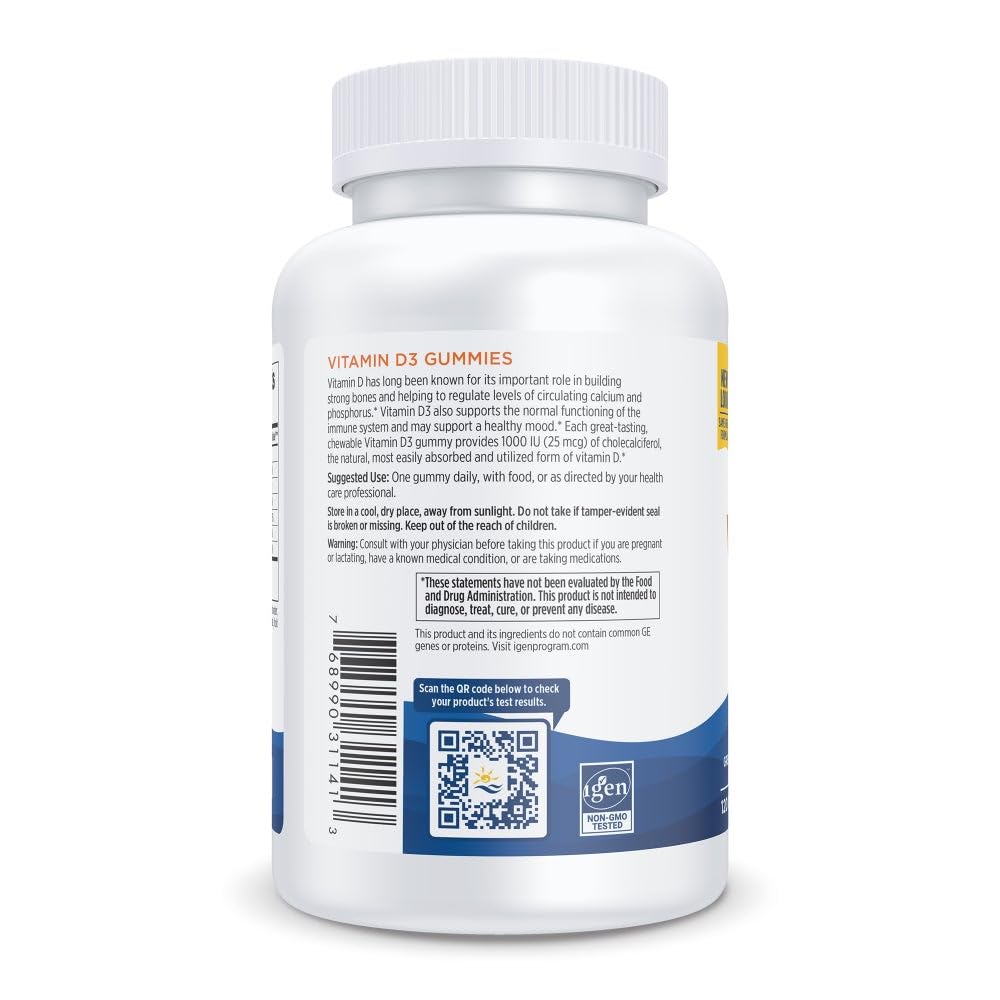 Nordic Naturals Vitamin D3 Gummies, Wild Berry - 120 Gummies - 1000 IU Vitamin D3, 1.4 mg Iron - Great Taste - Healthy Bones, Mood & Immune System Function - Non-GMO - 120 Servings