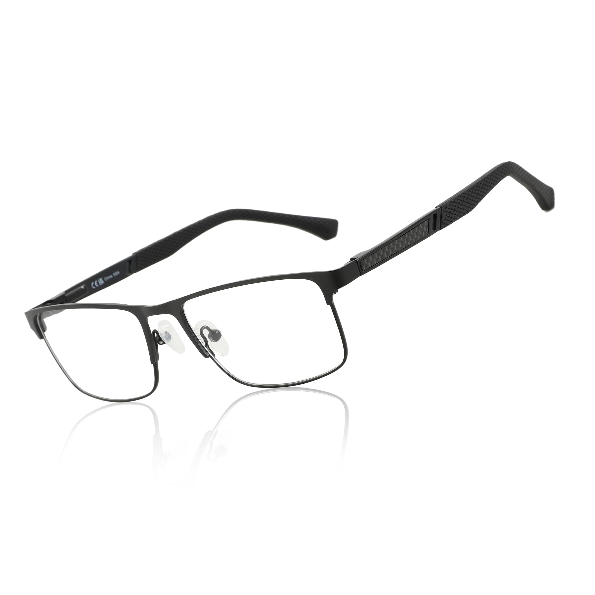 ZENOTTIC Blue Light Glasses Men : Black Reading Glasses Men - Square Frame Computer Glasses - Anti Glare Metal Readers - Middle-Aged Male Teachers in Virtual Classes (Black,1.75x)
