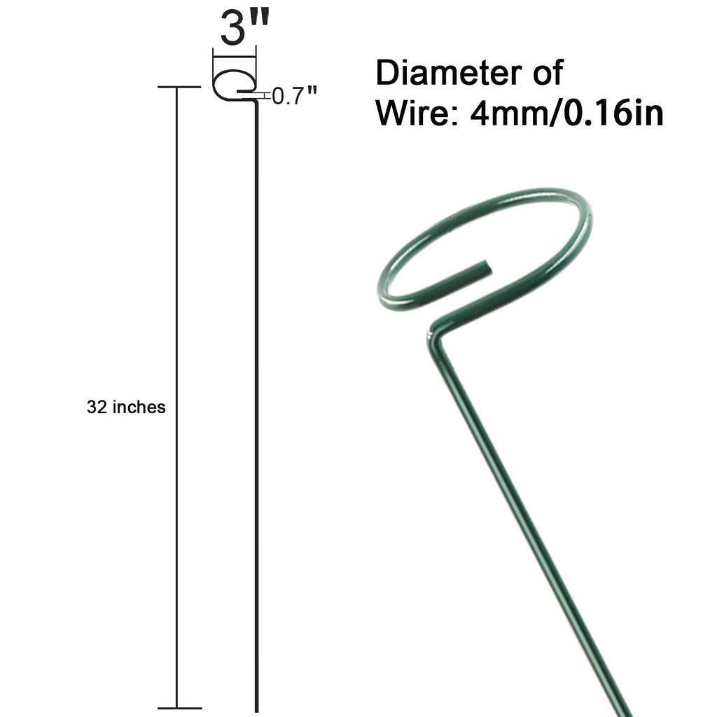 12 Pack 36 inch Plant Support Stakes,Single Stem Plant Support Stake Single Plant Stem Garden Flower Support Stake Steel Plant Cage Support Ring for Orchid Gladiolus Iris Dahlia Amaryllis Rose Lily