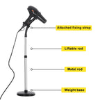 Erytlly Hair Dryer Stand Hands Free 360-Degree Rotating Adjustable Height Metal Hair Dryer Stand Blow Dryer Holder for Bathroom, Vanity, Makeup Room