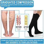 2 Pairs Medical Zipper Compression Socks 15-20mmHg for Women&Men, Knee High Compression Stockings