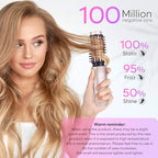 Cordless Curling Iron Brush, 2024 New Portable Travel Curling Iron Mini Brush for Women, 7000Mah USB Rechargeable Curling Wand Brush with Negative Ion, Pink