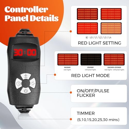 Red Light Therapy for Face and Body, Red Infrared Light Therapy Lamp Belt with Stand, Led 660nm Red Light & 850nm Infrared Light, Red Light Therapy Device for Skin Back Shoulder Pain Relief