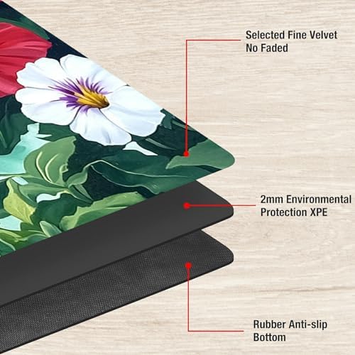 Playmats for Magic: The Gathering MTG Card Game Mat Plus 50 Pcs Card Sleeves, 24 x 14 inch TCG Mat with Stitched Edge for Commander Deck Duskmourn Board Game, Hummingbird Flowers