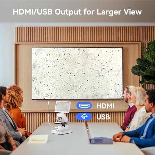 TOMLOV DM301 Max Microscope for Kids Students Adults with X-Y Stage, Digital Microscope Camera with 7" Screen, USB & HDMI Output, Wireless Biological Lab Scope for School Home Education with Slides