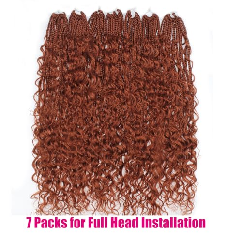 Boho Crochet Braids Human Hair Mixed 18 Inch Goddess Crochet Boho Box Braids with Human Hair Mixed Curls Ginger Color Bohemian Braids Crochet Hair for Black Women Human Hair(18Inch #350)
