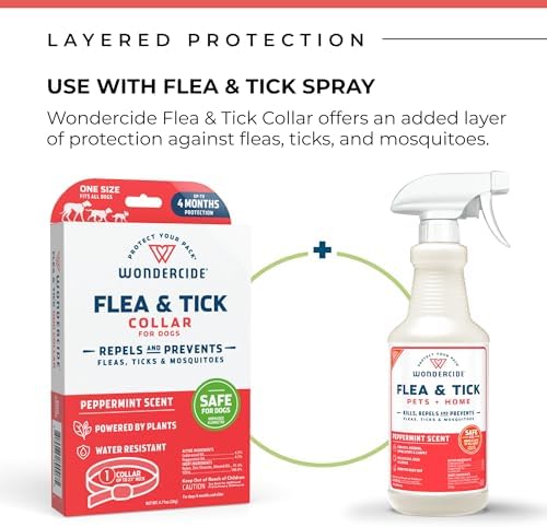 Wondercide Dog Collar - Flea, Tick, and Mosquito Repellent for Dogs - with Natural Essential Oils - Up to 4 Months Protection - Large