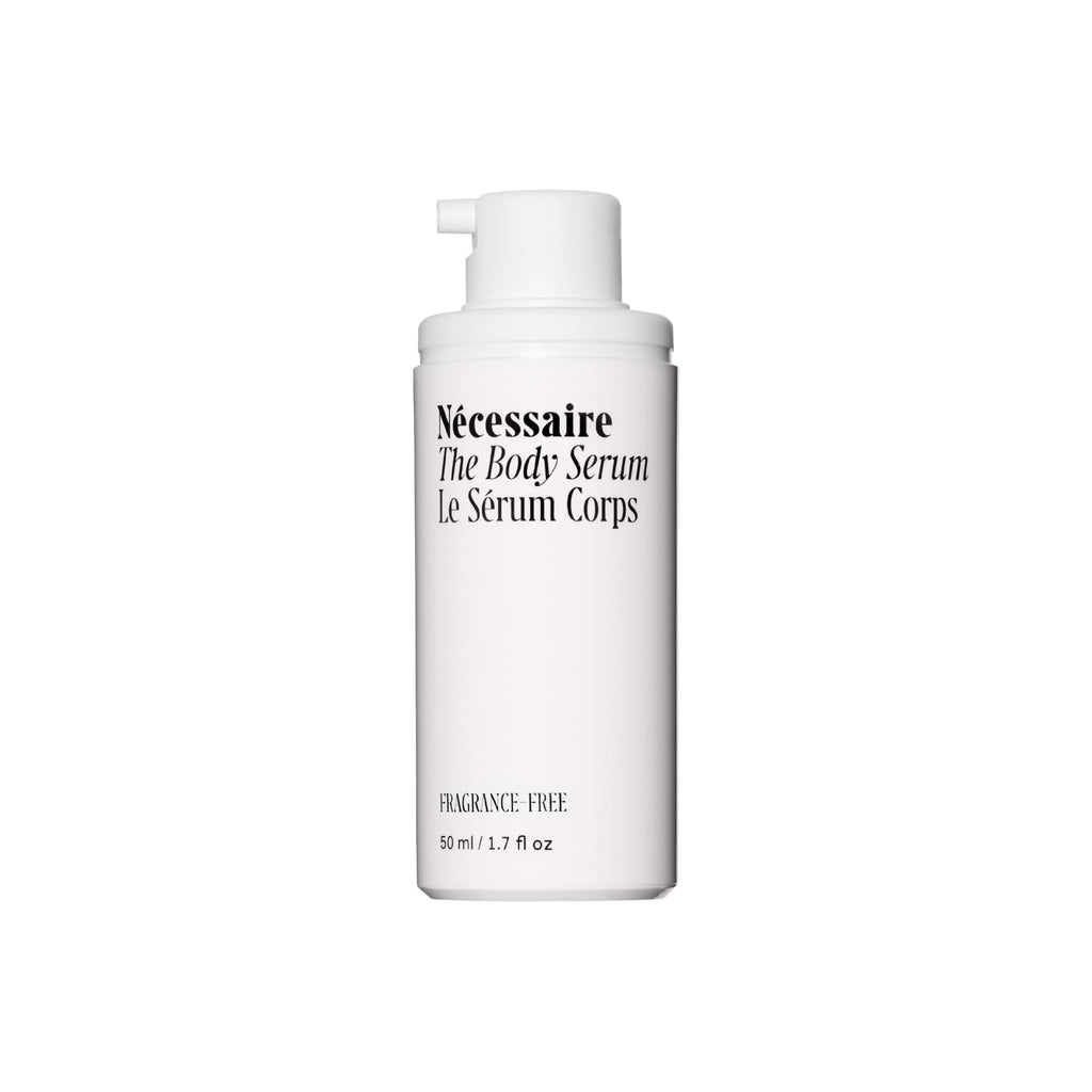 Nécessaire The Body Serum – Fragrance-Free Hyaluronic Acid Body Serum for Women+ Men. Niacinamide Firming Body Lotion – Fast-Absorbing for Sensitive + Eczema-Prone Skin. 50 ml/1.7 fl oz