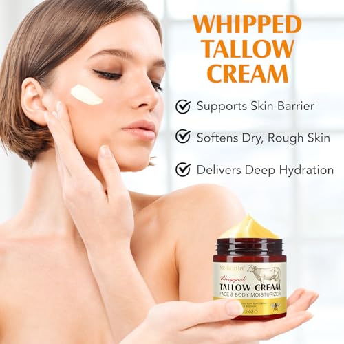 Beef Tallow for Skin, Beef Tallow for Face, Organic Beef Tallow Face Moisturizer, Natural Tallow and Honey Balm, Pure Beef Tallow Moisturizer Body, Grass Fed Beef Tallow, All Skin Types 4.2 Oz