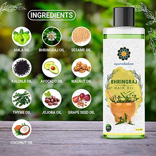 Hair Oil 6.76 fl oz., with Bhringraj, Amla Extract, Kalonji, Seasme, Avacado, Walnut, Thyme, Jajoba , Grape Seed & Coconut Oil 200 ml