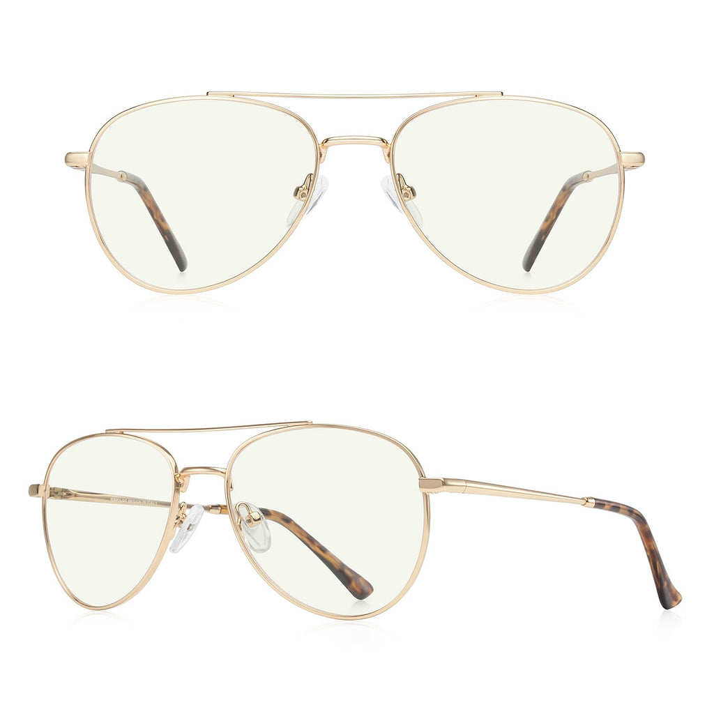 RB.Pilot Blue Light Aviator Reading Glasses for men Women Metal Frame Spring Temple