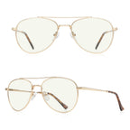 RB.Pilot Blue Light Aviator Reading Glasses for men Women Metal Frame Spring Temple