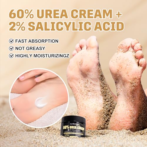60% Urea Cream with 2% Salicylic Acid, Urea Cream 60 Percent For Feet Maximum Strength, Urea Lotion For Feet and Hand for Rough, Dry, Thick & Cracked Skin, Deep Moisturizing and Callus Removing-150g