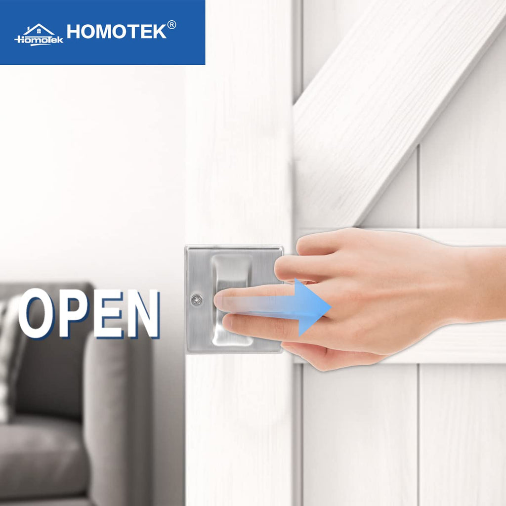 HOMOTEK 4 Pack Privacy Pocket Door Pull Without Switch Plate - Replace Old Or Damaged Passage Sliding Door Pull No Lock Quickly and Easily, 2-3/4”x2-1/2”, for 1-3/8” Thickness Door, Brushed Nickel