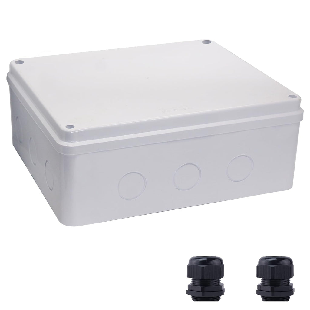 LuSumtly Junction box Dustproof Waterproof IP65 ABS Plastic Electrical Boxes, Indoor & Outdoor Electrical Power Cord Enclosure Universal Project Box DIY Case White 11.8 x 9.8 x 4.7 inch(300x250x120mm)