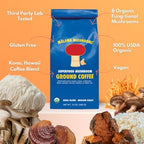Organic Ground Mushroom Coffee by Malama | 8-Mushroom Superfood Blend with Lion’s Mane, Reishi, Cordyceps for Focus & Immune Support | Low Acid, Smooth Bold Flavor, Adaptogenic Energy | 12oz Bag