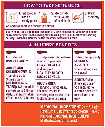 Metamucil Smooth Texture Fibre, Unflavoured - Sugar Free, 660g,Powder,14256 units