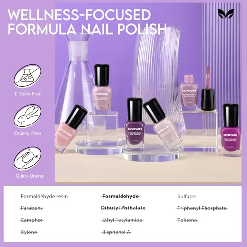 Morovan Nail Polish Set Fingernail: Lilac Light Purple Quick Dry Nail Polish Kit 0.25oz Lavender Regular Nail Polish Pack Glossy Finger Nail Polish Gifts for Women