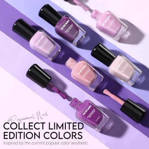 Morovan Nail Polish Set Fingernail: Lilac Light Purple Quick Dry Nail Polish Kit 0.25oz Lavender Regular Nail Polish Pack Glossy Finger Nail Polish Gifts for Women