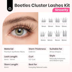 Beetles Lash Clusters 9-16mm Cluster Eyelash Extensions 140pcs Individual Lashes Natural False Eyelashes CC Curl Eyelash Clusters DIY Wispy Cluster Lashes Sincerity (CNS002, 9-16mm)
