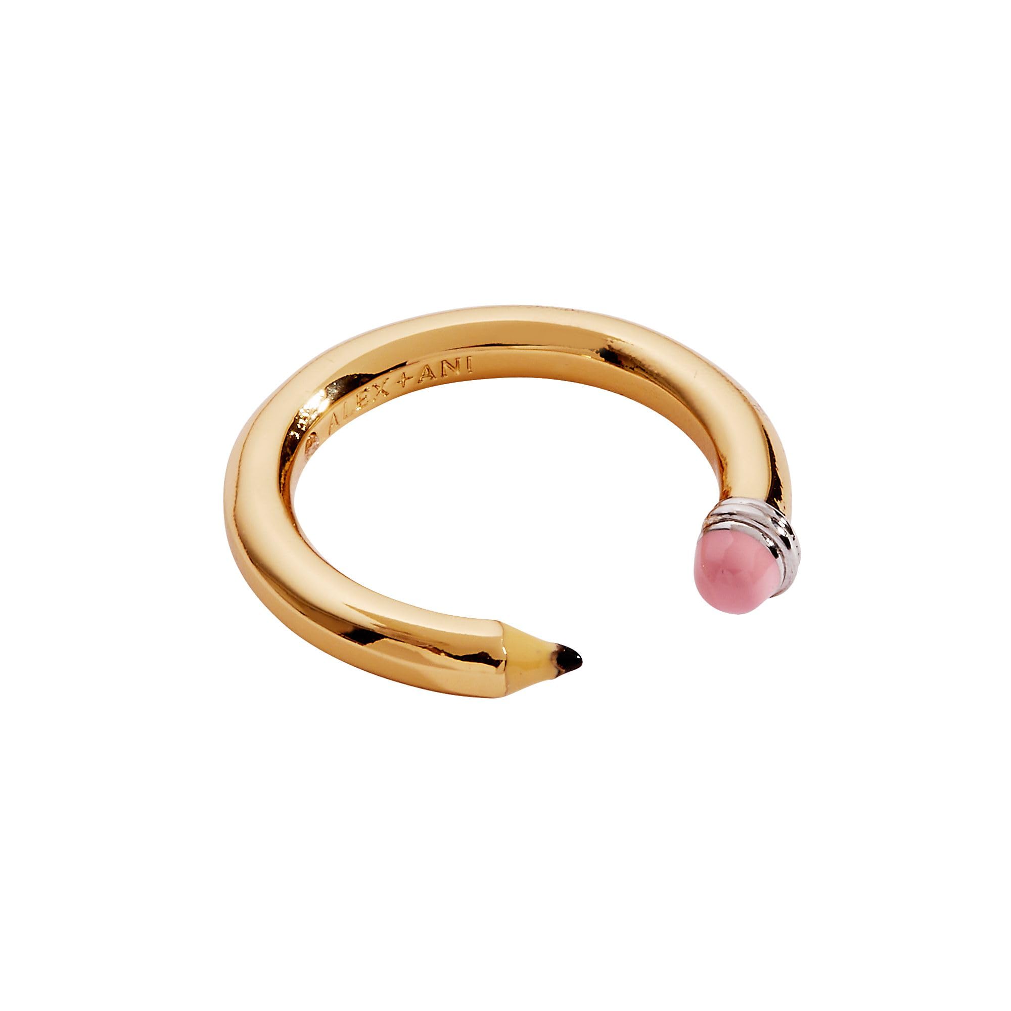 Alex and Ani Open Pencil Ring - Two Tone Nickel-Free Design, Cute Adjustable Ring, Fits Size 7, Unique School-Day Fashion for Women