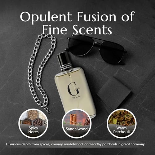 PB ParfumsBelcam G e��u Black Eau De Toilette Spray for Men ��� 100 mL Affordable, Long-Lasting Fresh Aquatic Fragrance & Spicy Aquatic Scent with Sandalwood & Patchouli for Day & Night Use
