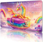 MTG Playmat with Zones Magic Card Playmat Game Mat,TCG & CCG Card Games Mat with Free Storage Bags Size 24 x 14 Inches (with Zones,Dragon3)