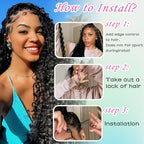 Human Braiding Hair Mix Synthetic Boho Hair for Braiding, 16 Inch 200g Boho Braids 4 Bundles Wet and Wavy Curly Deep Wave Bulk Bohemian Extensions for Black Women (1B, 16inch)