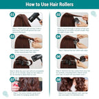Acejoz Hair Rollers for Blowout Look, 38 Pcs Self Grip Hair Rollers Set with 4 Sizes, 12 Pcs Hair Clips, Comb and Storage Bag for Hair Volume (Black)