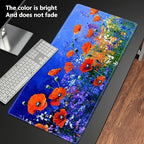 Playmats for Magic: The Gathering MTG Card Game Mat Plus 50 Pcs Card Sleeves, 24 x 14 inch TCG Mat with Stitched Edge for Commander Deck Duskmourn Board Game, Poppies and Wildflowers