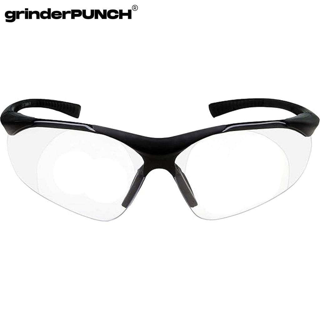 grinderPUNCH Full Lens Magnification Safety Glasses Readers ANSI Z87 Impact Resistant Diopter Magnifying Reading Glasses (+2.00 Diopter)
