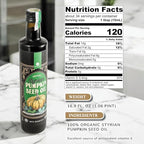 Gourmanity Organic Cold Pressed Styrian Pumpkin Seed Oil 16.9 oz, Traditionally Made in Austria, 100% Pure Healthy and Delicious Oil, Non-GMO, Vegan and Keto Friendly Dietary Supplement