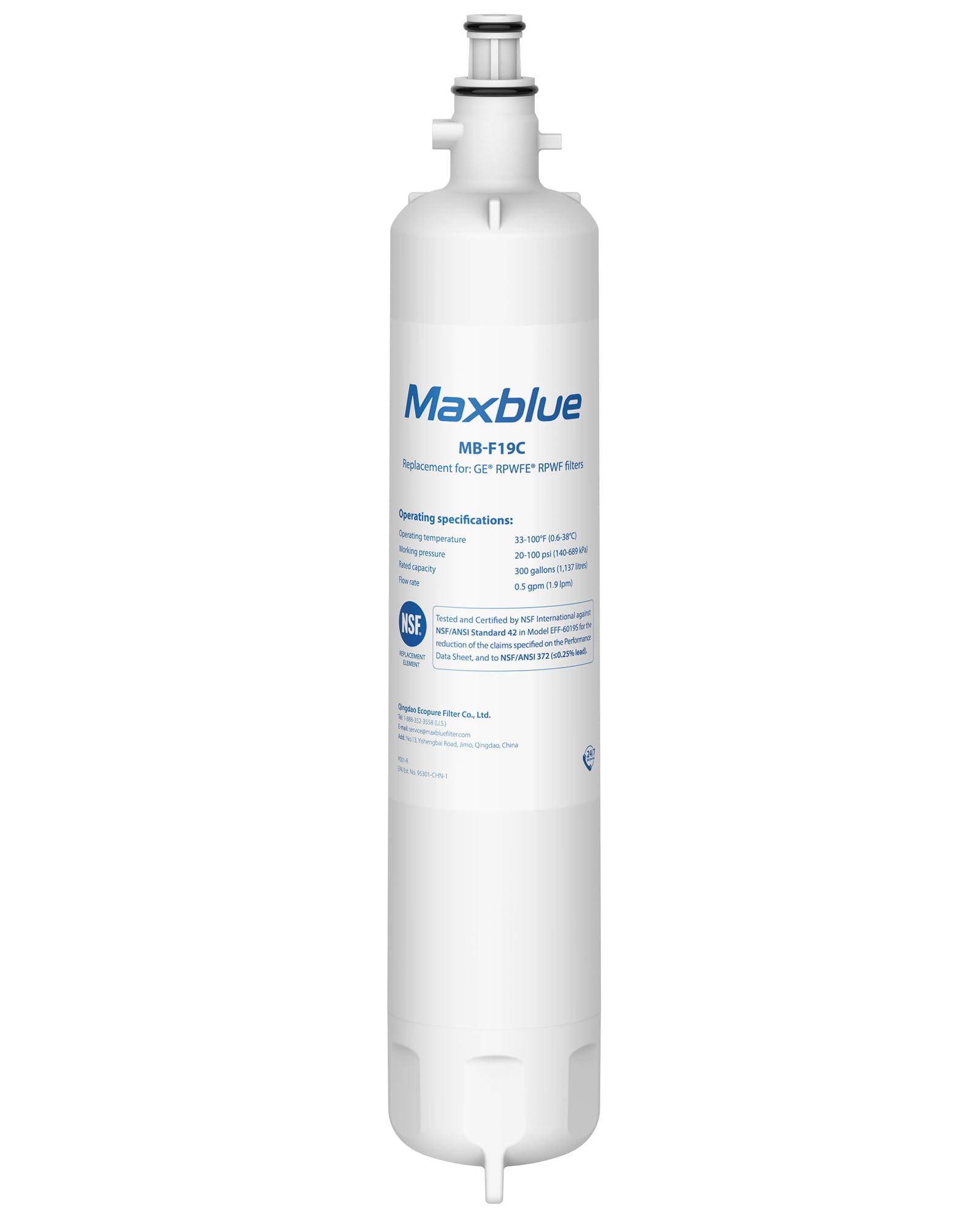 Maxblue MB-F19C Replacement for GE® RPWFE®, RPWF (with CHIP) Refrigerator Water Filter, Compatible with WSG-4, WF277, GFE28GMKES, PFE28KBLTS, GFD28GSLSS, PWE23KSKSS, GYE22HMKES, DFE28JSKSS